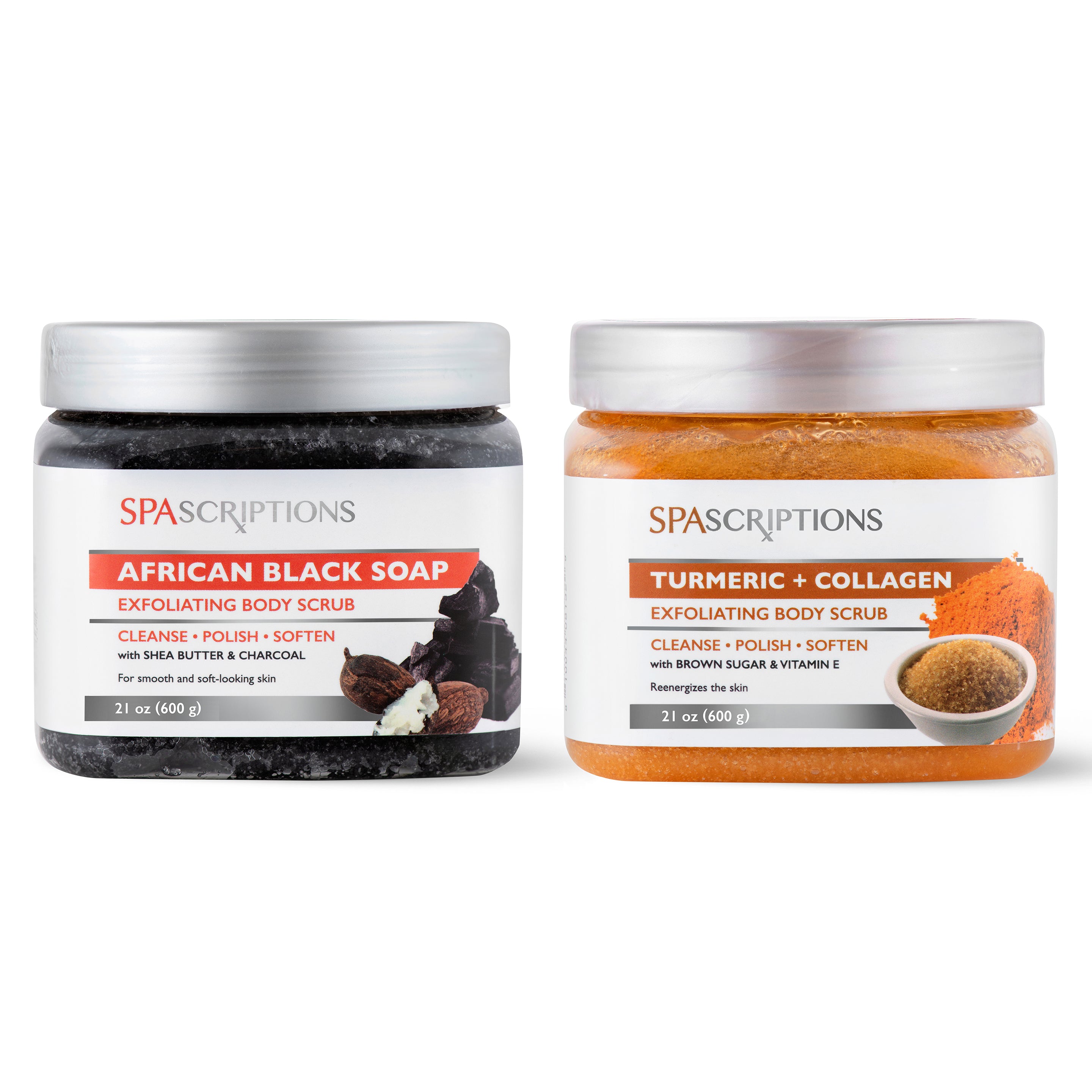 Bundle: Turmeric + Collagen & African Black Soap Exfoliating Body Scrubs