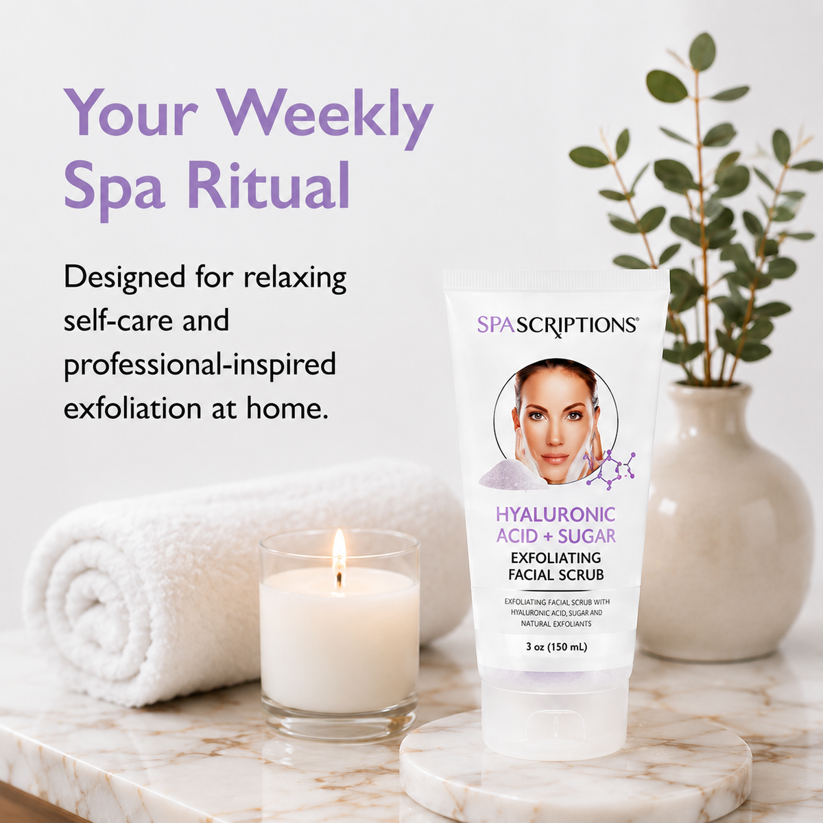 Exfoliating Facial Scrub Hyaluronic Acid + Sugar - 5oz