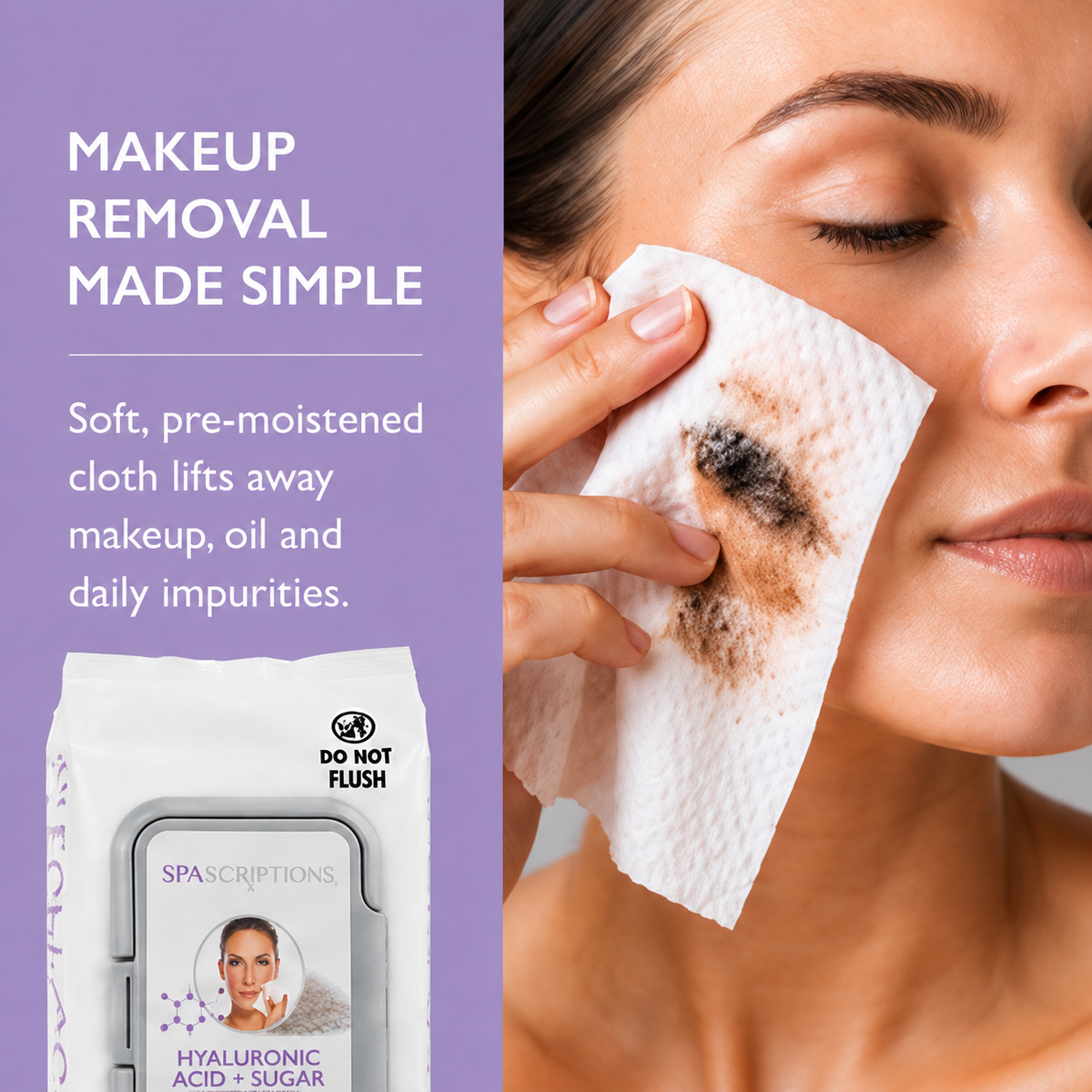 Hyaluronic Acid + Sugar Makeup Cleansing Wipes - 60ct