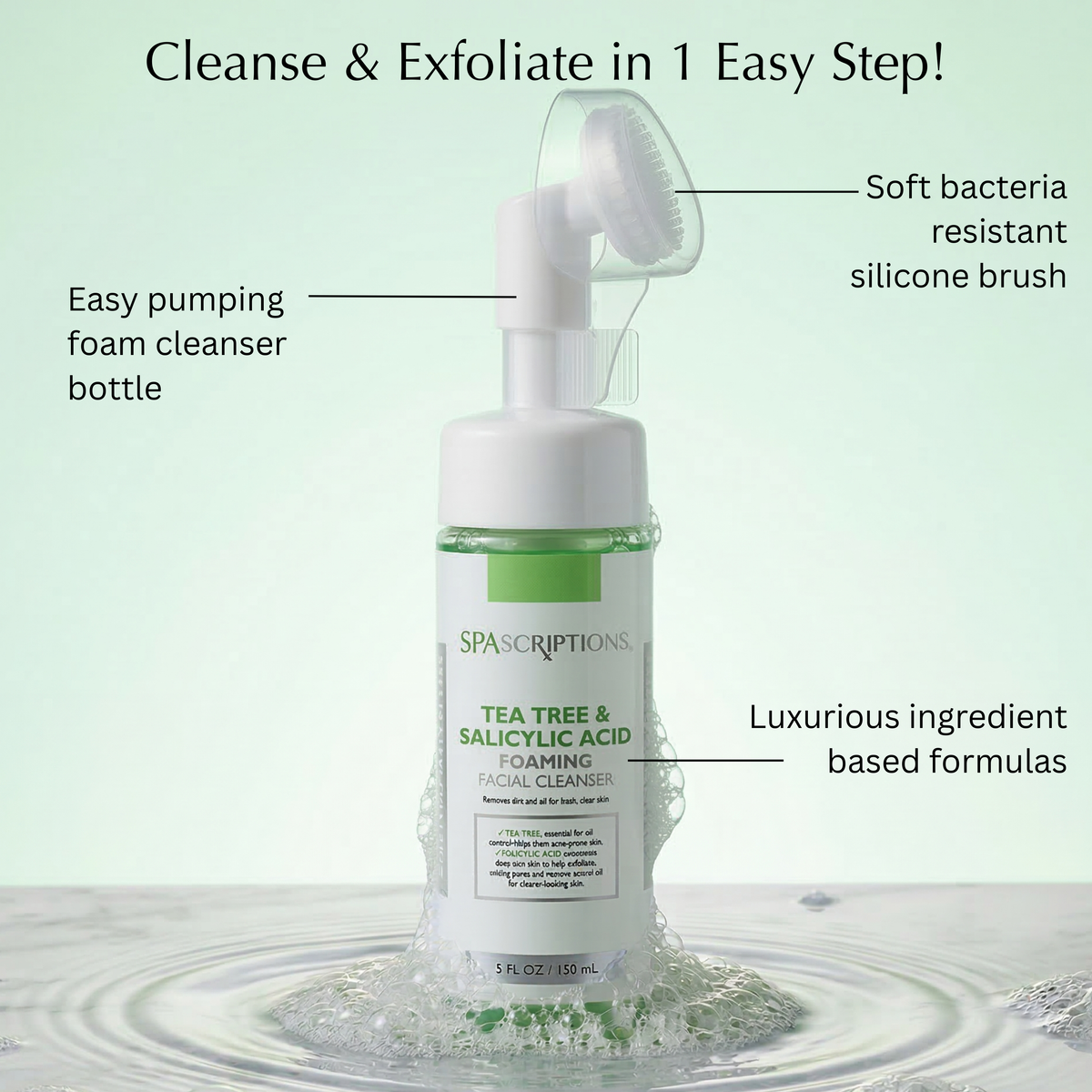 Tea Tree + Salicylic Acid & Foaming Facial Cleanser w/Brush
