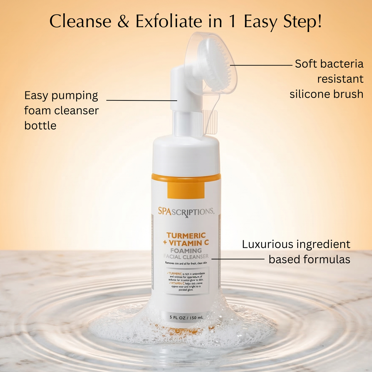 Turmeric + Vitamin C Foaming Facial Cleanser w/Brush