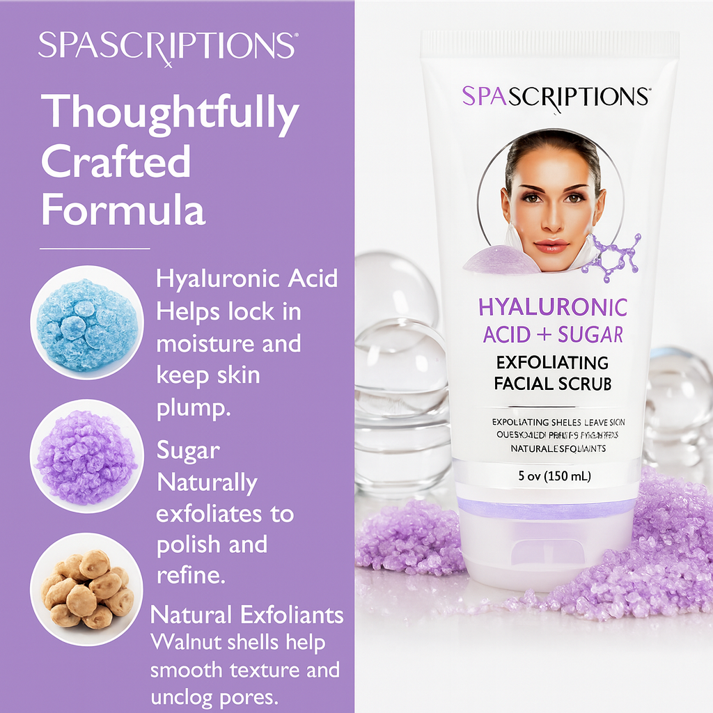 Exfoliating Facial Scrub Hyaluronic Acid + Sugar - 5oz