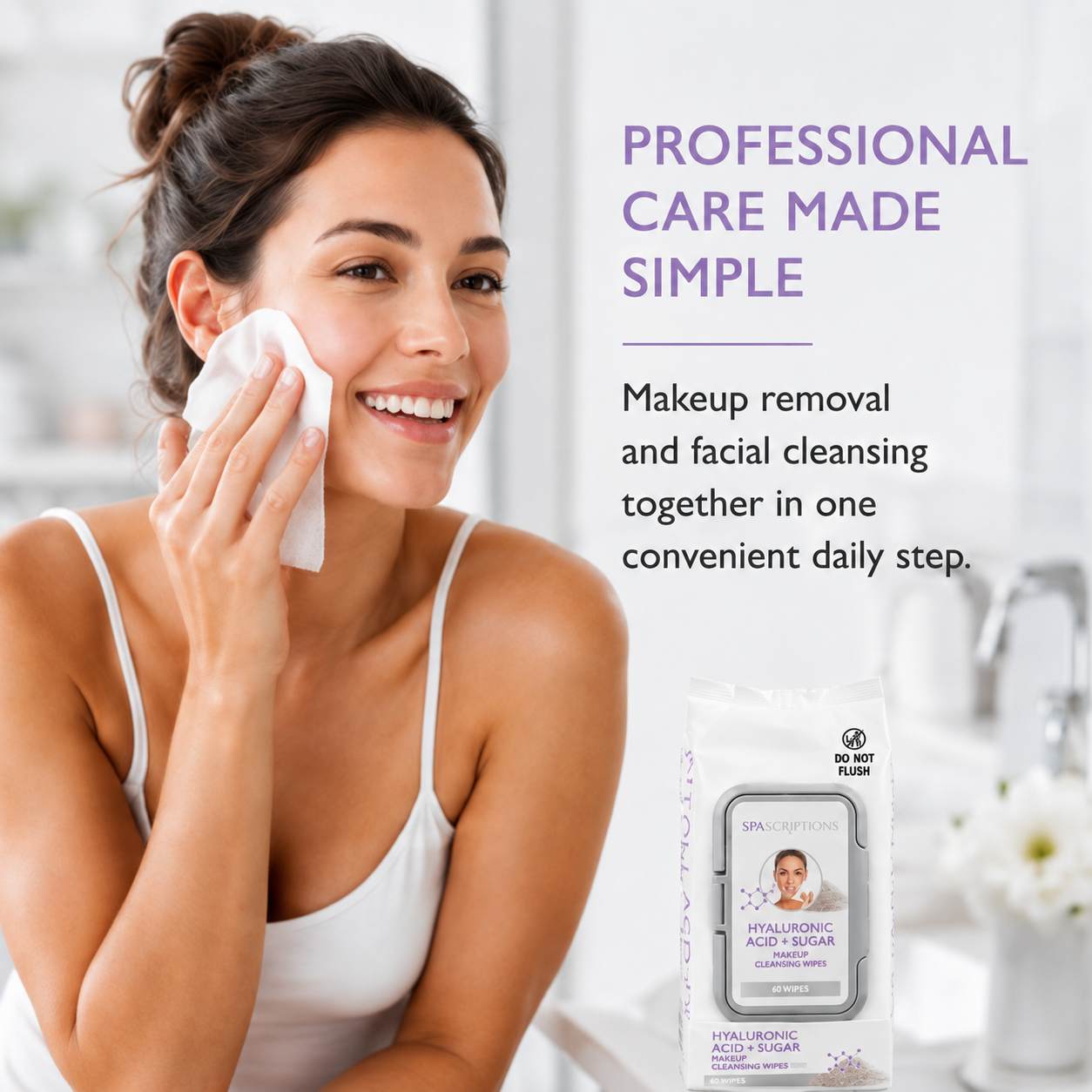 Hyaluronic Acid + Sugar Makeup Cleansing Wipes - 60ct