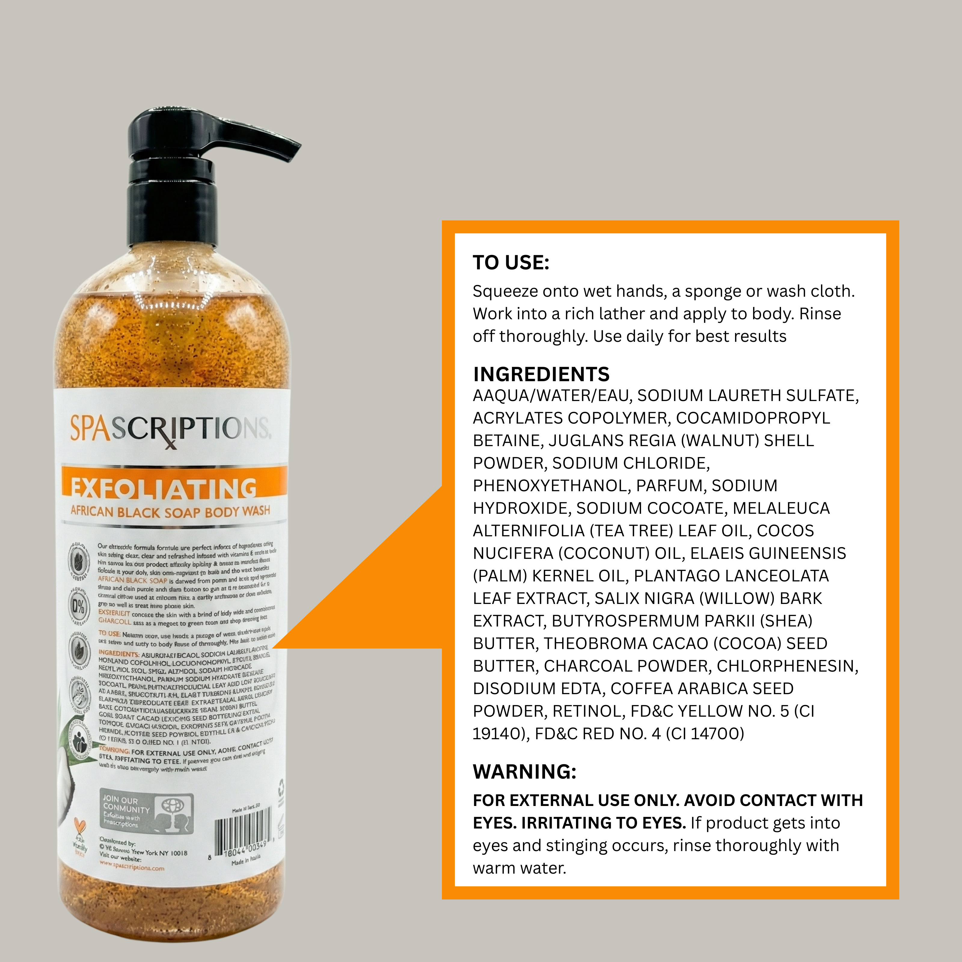 Exfoliating African Black Soap Body Wash With Charcoal