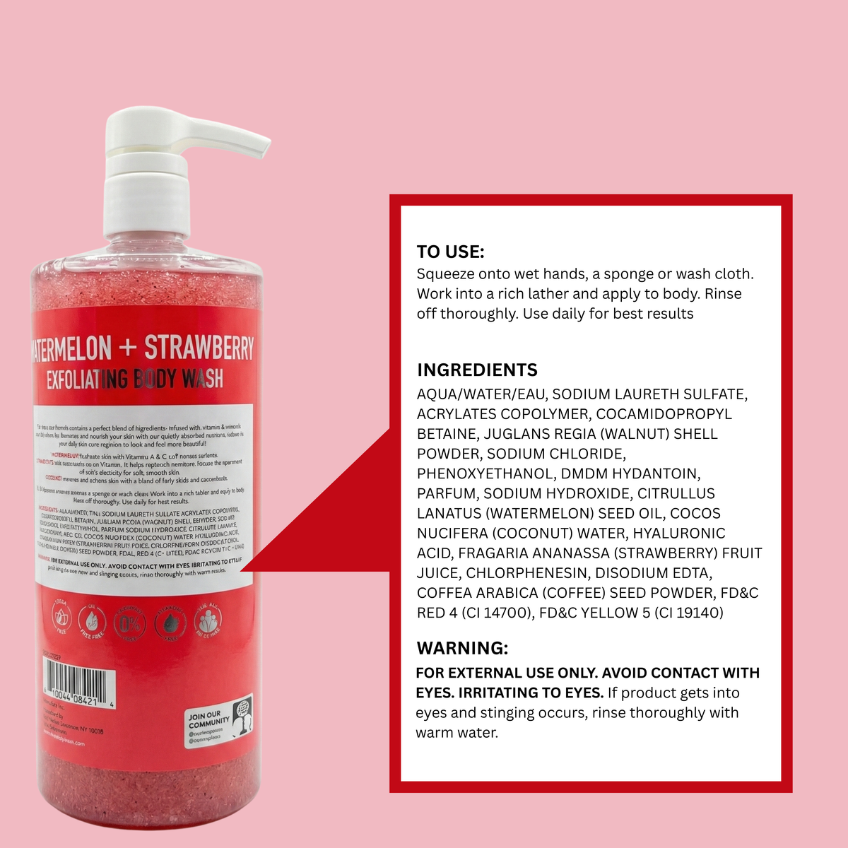 Exfoliating Watermelon+Strawberry Body Wash