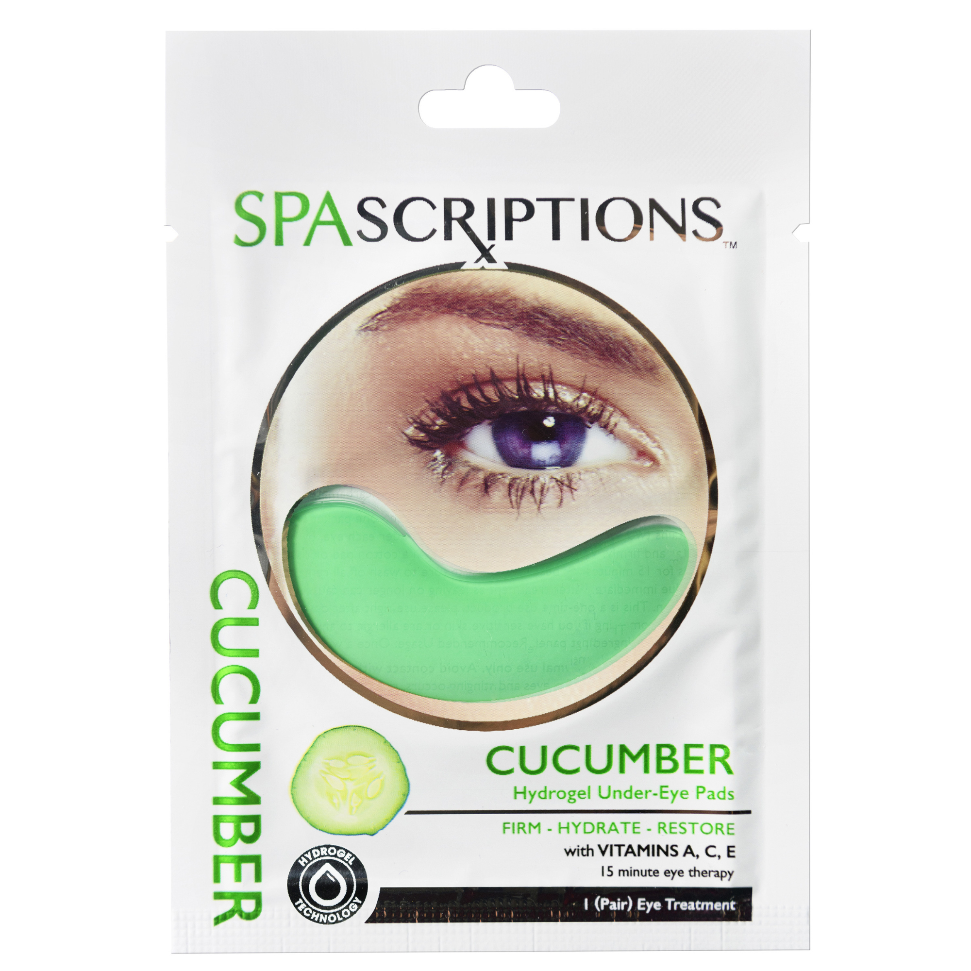 Hydrogel Under-Eye Pads Cucumber - 1 Pair, 3 Pack