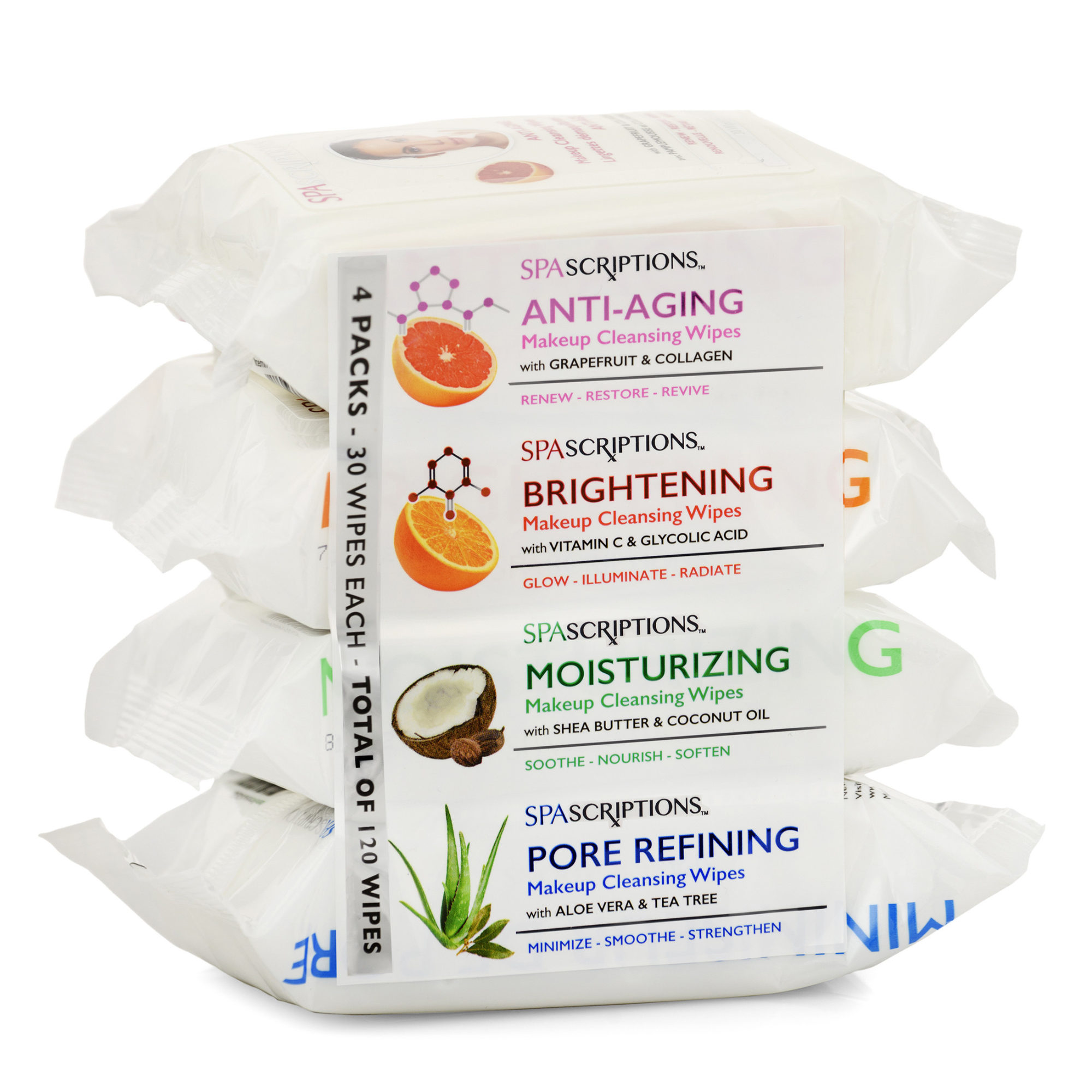 Anti-Aging | Brightening | Moisturizing | Pore Refining Cleansing Wipes - 120ct